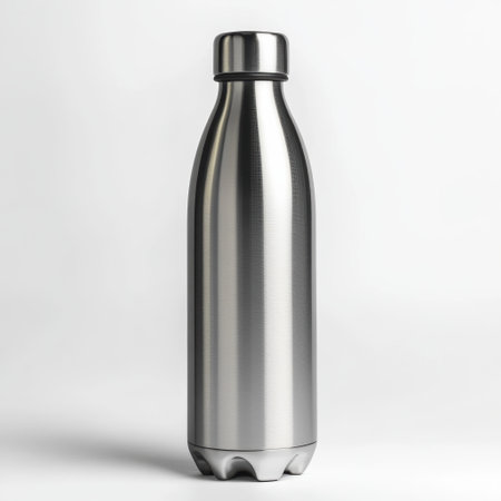 This polished stainless steel water bottle emphasizes both style and functionality, perfect for keeping drinks cold or hot during outdoor adventures or daily use.の素材