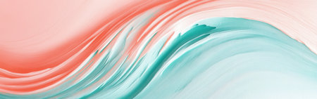 Soft pencil strokes in mint and coral gently flow together, forming calming waves that inspire relaxation and creativity in any space. Ideal for contemporary art lovers.の素材