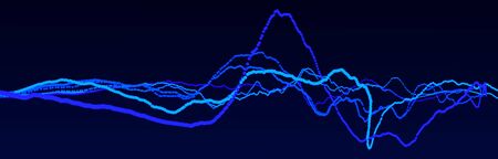 Sound wave element. Abstract blue digital equalizer. Big data visualization. Dynamic light flow. 3d...