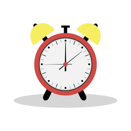 Red alarm clock icon. Flat Illustration. The silhouette of the clock.のイラスト素材
