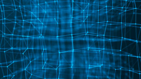 Blockchain technology concept. Big data visualization. 3D blue illustration. Distributed register...
