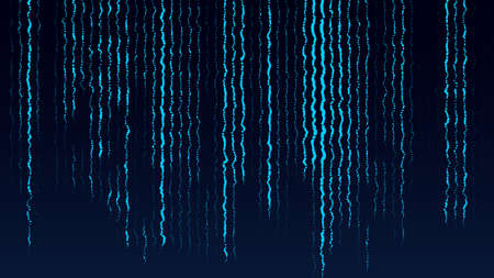 Abstract blue glitch background. Flowing energy particles. Digital green code. Hacker concept.  illustration.の写真素材