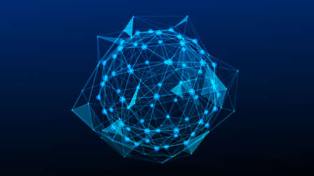 Abstract 3d sphere. Sphere particles. Global network connection. Futuristic technology style. Big...