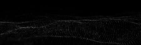 Wave 3d. Wave of particles. Abstract Black Geometric Background. Big data visualization. Data...