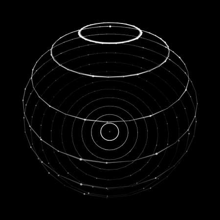 Abstract 3d sphere. sphere particles. global network connection. Futuristic technology style. Big data visualization.のイラスト素材