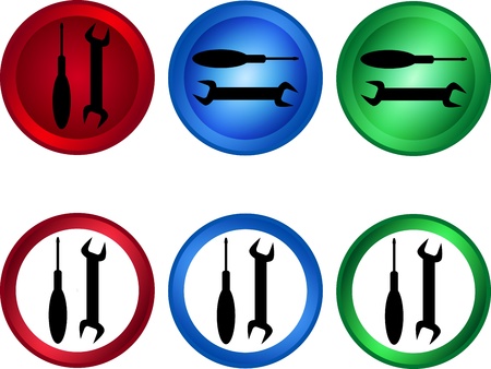 Vector service icon set with various coloursのイラスト素材