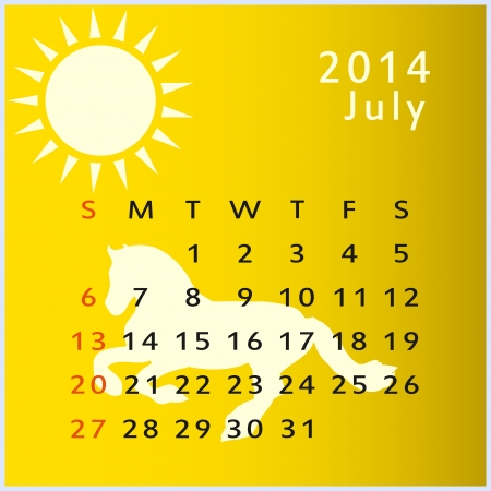 Vector calendar 2014 summer season minimal designのイラスト素材