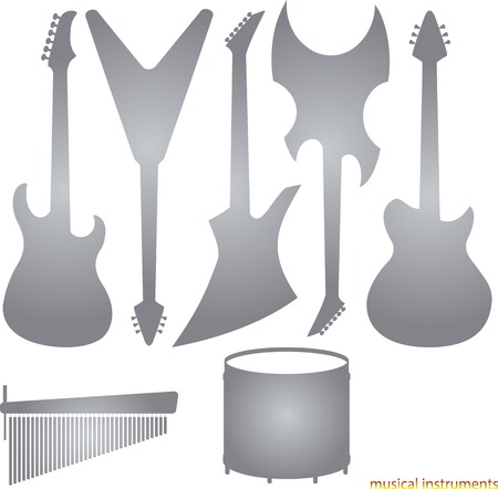 the Music instruments silhouettes vector graphic illustrationのイラスト素材