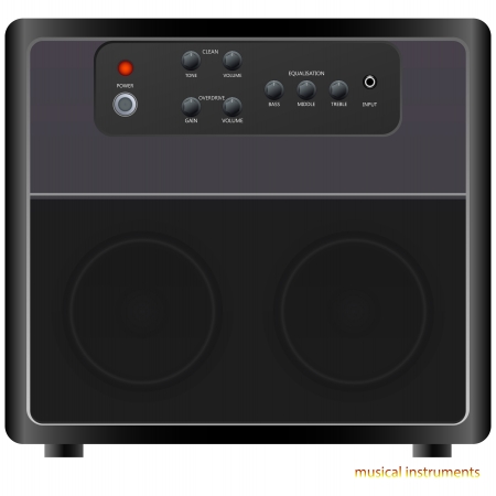 Guitar amplifer isolated on a white backgroundのイラスト素材