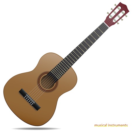 The brown acoustic guitar isolated on white backgroundのイラスト素材