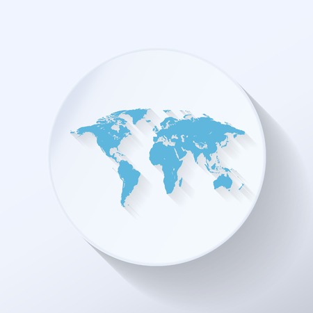 Illustration World map flat icon with light blue colorのイラスト素材