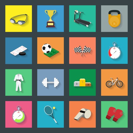 Sport flat icons set vector graphic illustrationのイラスト素材