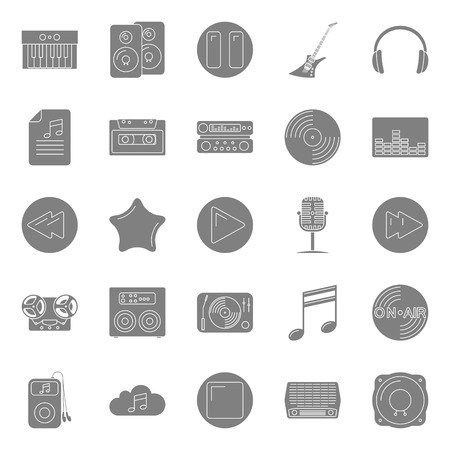 Music and audio silhouettes icons set graphic designのイラスト素材