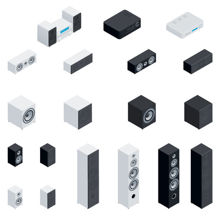 Acoustic highly detailed isometric set vector graphic illustration designのイラスト素材