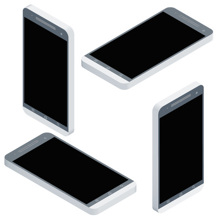 Mobile phone isometrics from four sides icon set vector graphic illustrationのイラスト素材