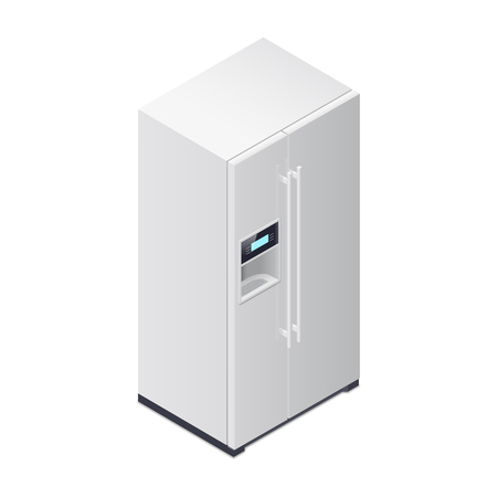 Fridge with water dispenser isometric icon vector graphic illustrationのイラスト素材