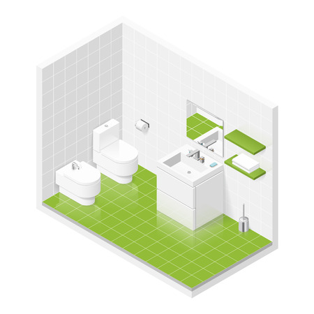 Toilet room isometric icon set graphic illustrationのイラスト素材