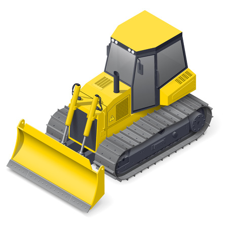 Bulldozer detailed isometric icon vector graphic illustrationのイラスト素材
