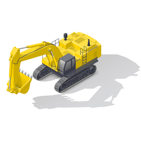 Modern quarry tracked excavator isometric icon vector graphic illustration designのイラスト素材
