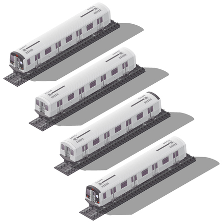 Subway cars isometric icon set vector graphic illustrationのイラスト素材