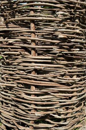 fence of twigs from campの写真素材