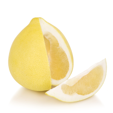 Fresh pomelo fruit isolated on white backgroundの写真素材