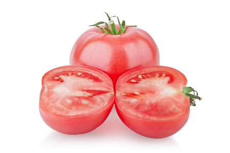 ripe tomato isolated on the white backgroundの写真素材