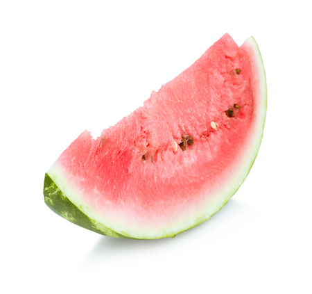 Sliced ripe watermelon isolated on white backgroundの写真素材