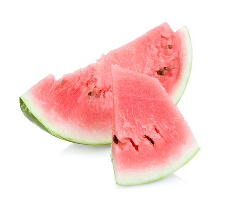 Cut and whole watermelon isolated on white backgroundの写真素材