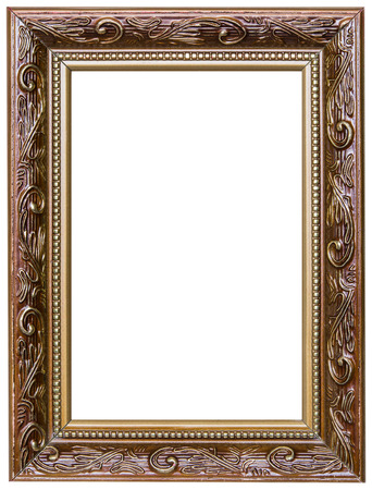 Wood frame isolated on a white backgroundの写真素材