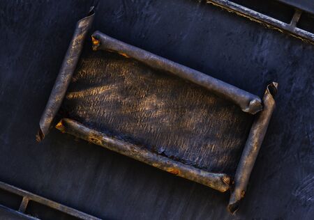 Diagonal forged frame of forged elements for text