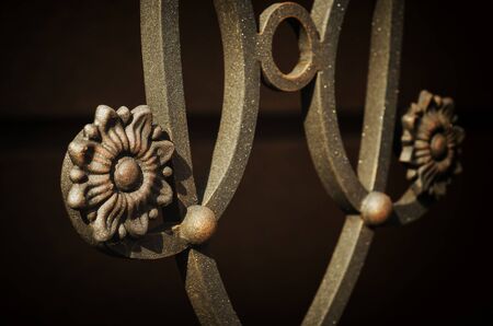 Ornate metal elements of forged fencing