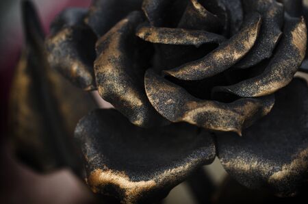 Closeup of metallic rose, gate decorationの写真素材
