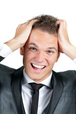 Surprise - A very surprised man- Close-up of a young man looking very surprised.の写真素材