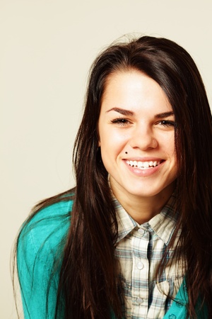 smiling young woman isolatedの写真素材