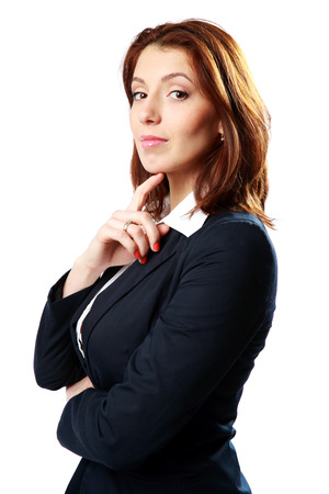 Portrait of a beautiful businesswoman isolated on a white backgroundの写真素材