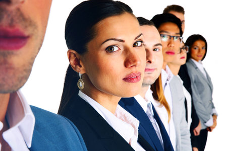 Group of businesspeople standing over white backgroundの写真素材