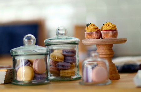 Cookies on wooden tableの写真素材