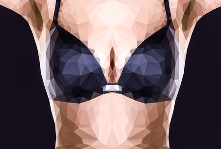 Polygonal image of a woman's breasts in braの写真素材