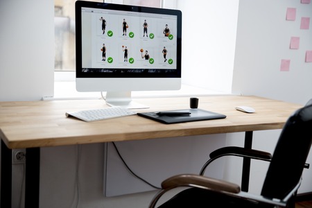 Closeup portrait of a workplace in officeの写真素材