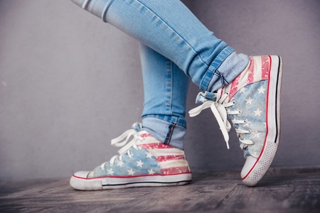 Closeup portrait of female legsの写真素材