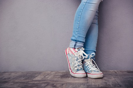 Closeup portrait of female legsの写真素材