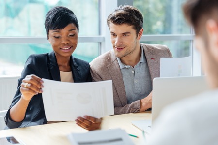 Creative group of young people brainstorming on meeting in officeの写真素材