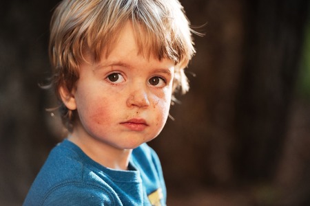 Portrait of boy. close up. looking at camera. cute boyの写真素材