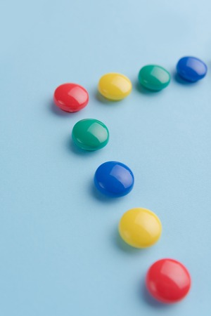 Picture of office supplies on the blue background table
