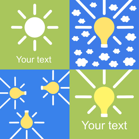 Set of bright lightbulbs with free space for your text. Idea concept. Vector illustrationのイラスト素材