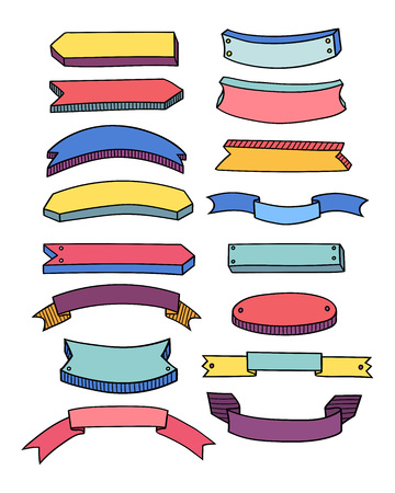 Colorful blank ribbon set over white. Vector illustrationのイラスト素材