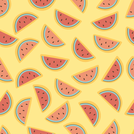 Sweet watermelon slices seamless pattern. Vector illustration