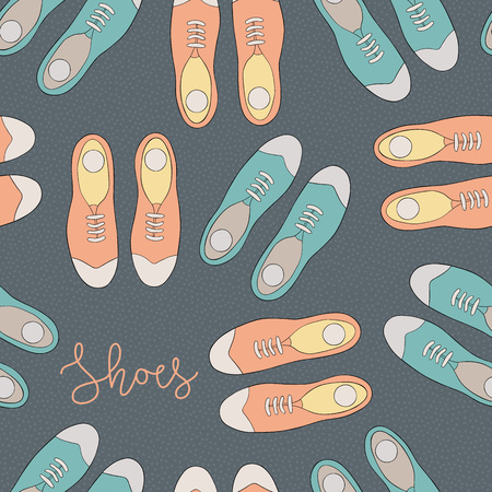 Graphic illustration of mens shoes with letteringのイラスト素材