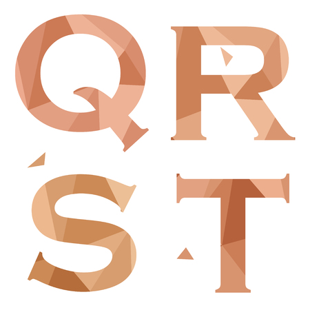 Geometric shapes font alphabet. Q,R,S,T. Vector illustrationのイラスト素材